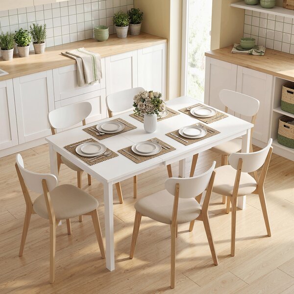 HOMCOM Tavolo da Pranzo Allungabile Rettangolare Salvaspazio, 80-120cm, Bianco | Aosom Italy