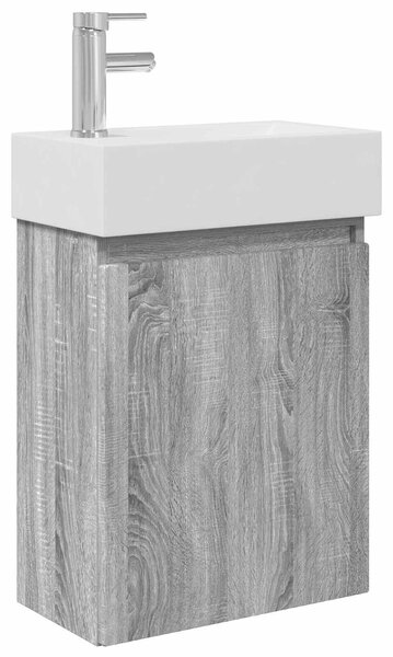Mobile bagno con rubinetto Sonoma grigio 45,5 x 22,5 x 84 cm