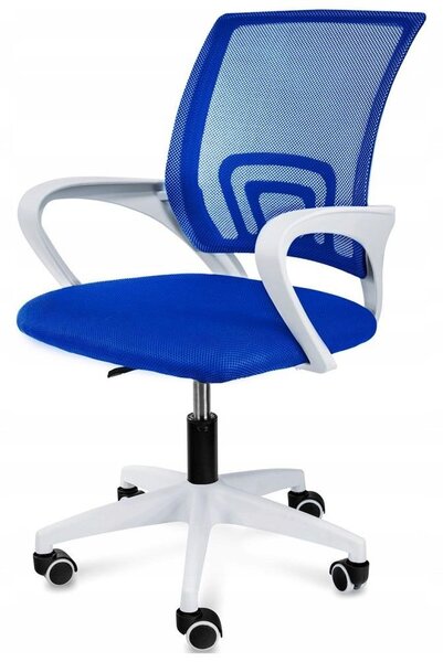 Sedia da ufficio VENTO BLUE MESH - sedia girevole ergonomica con schienale in rete traspirante, blu/bianco, regolabile in altezza