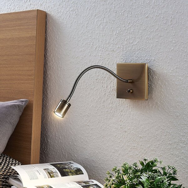 Applique da parete Lindby, Mayar, Bronzo / Ottone anticato, Camera da letto, Metallo, Moderno
