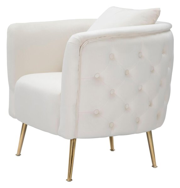 Poltrona in Velluto telaio in metallo Dorato BUCAREST Dimensioni 71x76x h74 cm peso 14 kg rivestimento completamente sfoderabile colore crema