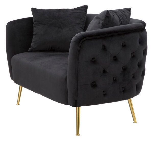 Divanetto in Velluto telaio in metallo Dorato BUCAREST Dimensioni 127x74x h71 cm peso 21 kg rivestimento completamente sfoderabile colore nero