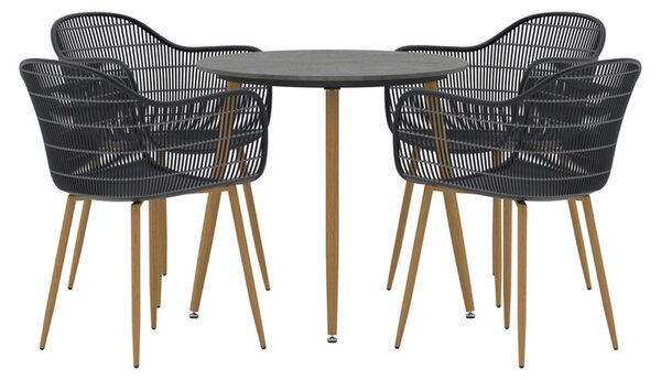 Set da pranzo Endorphin Anafi – 5 pezzi, mobili da giardino, nero-grigio scuro