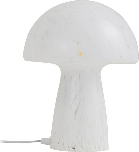 Lampada da tavolo Lindby Hubi, bianco, vetro, Ø 22 cm, forma a fungo