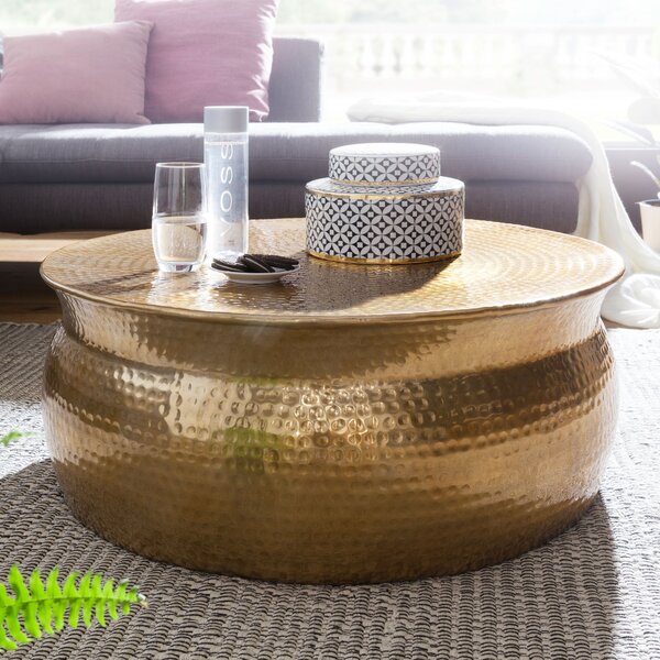 Tavolino KARAM 75x31x75 cm Alluminio Oro Tavolino
