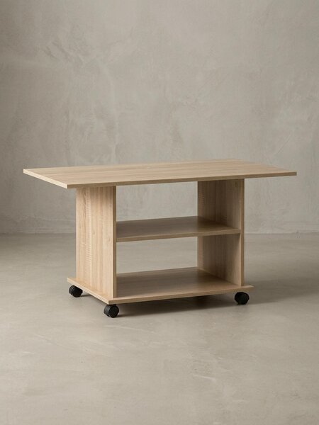 Tavolino design WL5.739 95 x 51 x 54,5 cm Sonoma Girevole con rotelle, tavolino da salotto Coffee Table, tavolino da divano Tavolino da salotto in legno, tavolino da caffè con spazio contenitivo