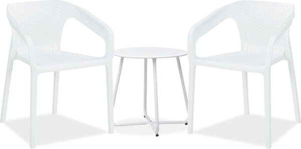 Homestyle4u set di mobili da giardino 3 pezzi mobili da balcone in plastica bianco tavolo e 2 sedie