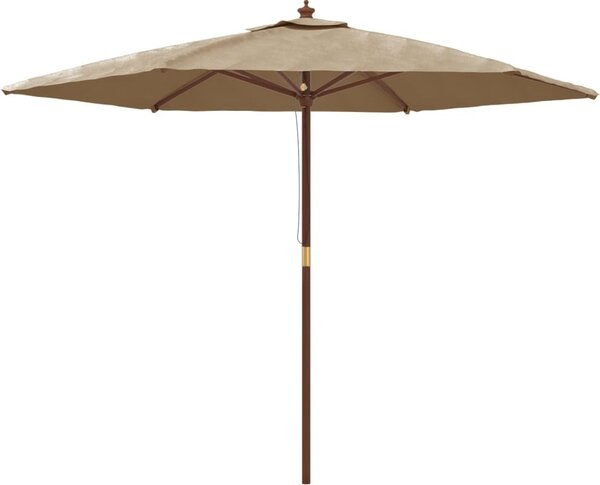 Ombrellone da Giardino con Palo in Legno Tortora 299x240 cm