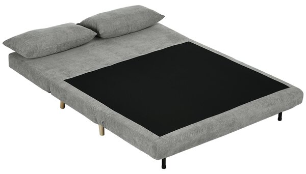 Divano letto HOMCOM, letto pieghevole con funzione letto, cuscini per lo schienale, effetto velluto, grigio