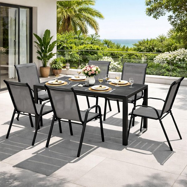 Set da giardino Set di sedute 7 pezzi 180x90 cm Non-Wood antracite