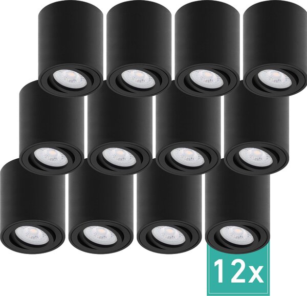 Set di 12 faretti da superficie Oktaplex in alluminio orientabili incl. modulo LED 2700K bianco caldo - faretto da superficie nero