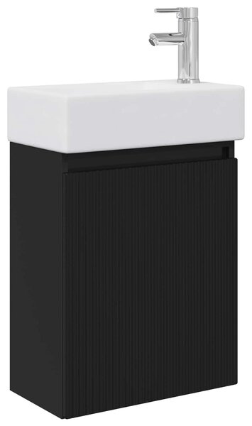 Mobile bagno con rubinetto Nero 45,5 x 22,5 x 84 cm