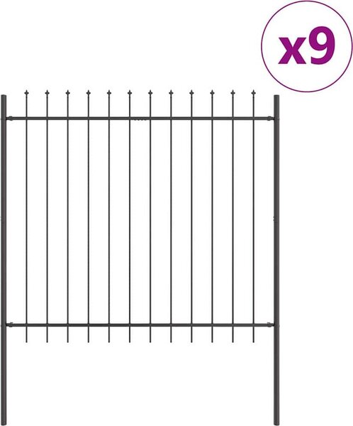 Recinzione per Giardino 9 pcs Grigio 15,3 x 1,5 m