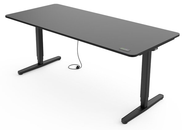 Scrivania regolabile in altezza Yaasa Desk Pro, elettrica, 180 x 80 cm, grigio scuro/nero – Interruttore a sfioramento – 9 funzioni di memoria – Display dell'altezza