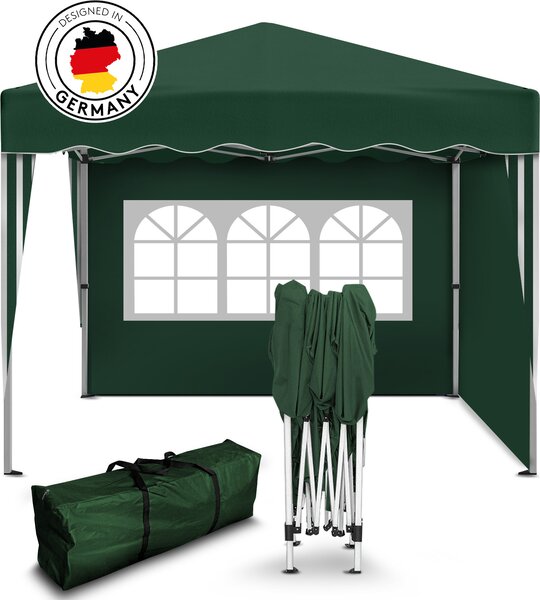 Gazebo pieghevole Kronenburg 3x3 m - Impermeabile, protezione UV 50+, 2 pareti laterali, verde