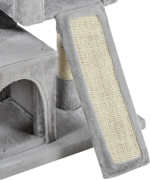 AllMyPets Tiragraffi per Gatti Albero Tiragraffi con Pali in Sisal Lettino e 2 Casette 59x39x83 cm colore Grigio - 86GY-D30