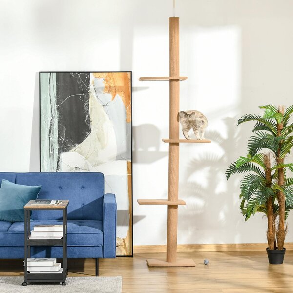 AllMyPets Tiragraffi per Gatti Albero Tiragraffi a 4 Livelli Fissaggio a Soffitto Regolabile 43x27x228-260cm - 296V02BND30