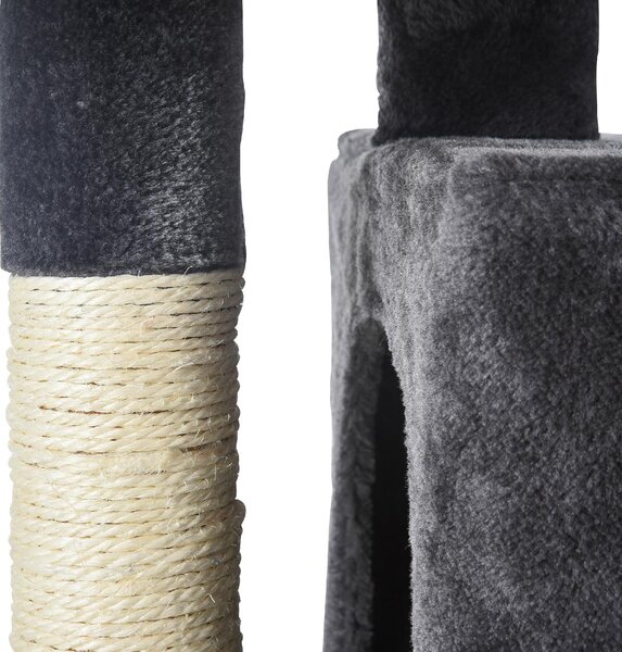 AllMyPets Tiragraffi per Gatti Albero Tiragraffi con Pali in Sisal Lettino e 2 Casette 59x39x83 cm colore Nero - 86CG-D30
