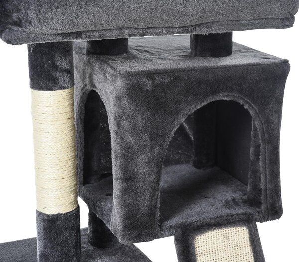 AllMyPets Tiragraffi per Gatti Albero Tiragraffi con Pali in Sisal Lettino e 2 Casette 59x39x83 cm colore Nero - 86CG-D30