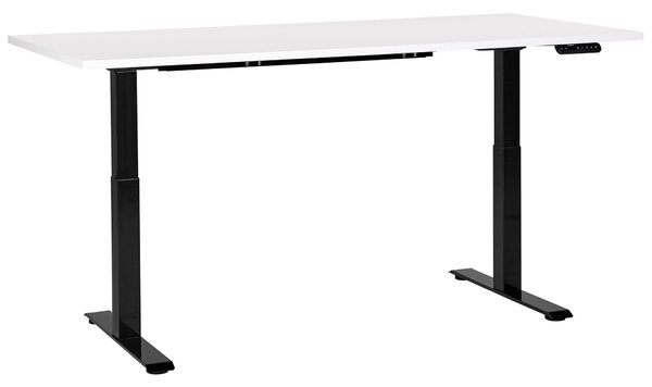 BELIANI Scrivania regolabile in altezza piano bianco struttura in acciaio nero 180 x 80 cm regolazione elettrica in altezza ufficio moderno