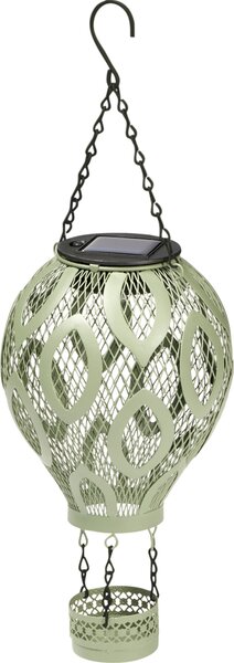 Lampada decorativa a LED a forma di mongolfiera in metallo con energia solare, lanterna a LED, gioco di ombre in stile orientale, verde