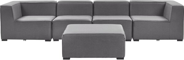 BELIANI Set divano da giardino imbottito grigio a 4 posti componibile con tabouret stile moderno