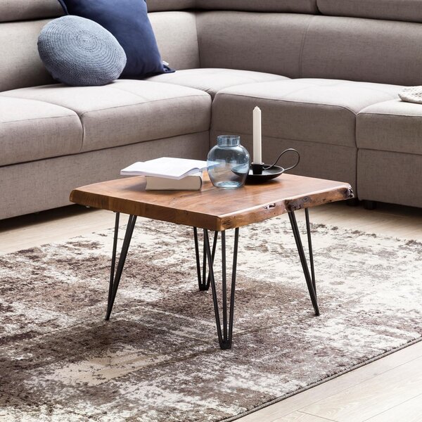 Tavolino FineBuy Sheesham in legno massiccio 56x38x51cm Tavolino in stile industriale | Tavolino da salotto Elegante Piccolo | Baule str