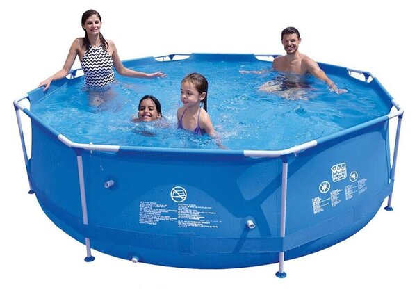 Happy People set piscina con struttura in acciaio rotonda 300 x 76 cm con filtro e pompa 77508