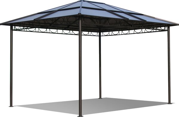 Gazebo da giardino in metallo con tetto rigido 3x3,6 m, pannelli a doppia parete in policarbonato, tetto impermeabile