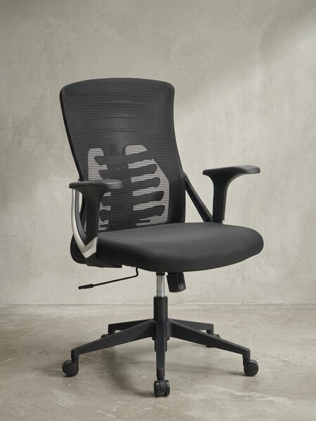 Sedia da ufficio ergonomica con schienale in rete | Sedia girevole traspirante per l'ufficio di casa | Sedia da scrivania con supporto lombare a 4 vie | Sedia girevole da ufficio nera - Kadima Design