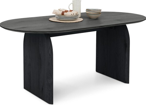 Tavolo da pranzo MALA con piano ovale 180 x 90 cm, nero - tavolo da pranzo in MDF, robusto e stabile, ideale per la cucina e la zona pranzo, offre spazio per 6 persone, superficie di facile manutenzione