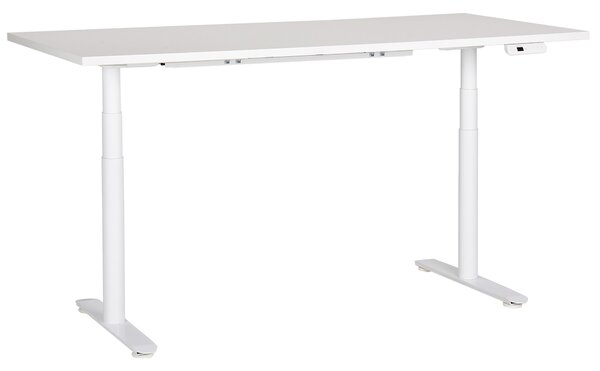 BELIANI Scrivania regolabile in altezza piano bianco struttura in acciaio bianco 180 x 80 cm regolazione elettrica in altezza ufficio moderno