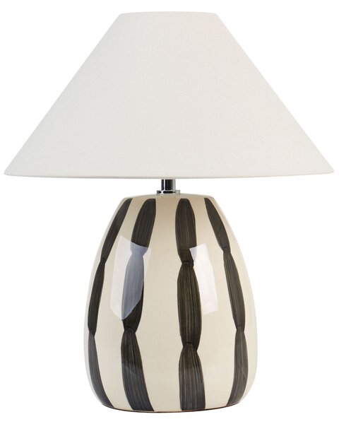 BELIANI Lampada da tavolo in Vetroceramica bianca e nera 41 cm paralume a cono bianco fatto a mano comodino soggiorno camera da letto illuminazione