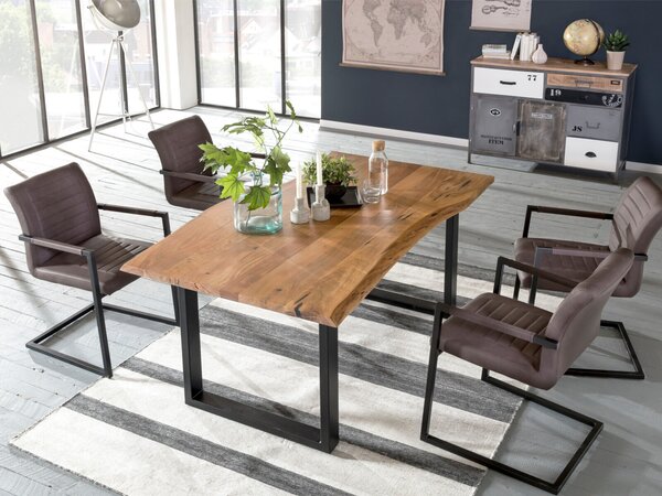 Tavolo da pranzo Bullwer con 4 sedie Picton marrone