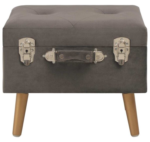 Sgabello con Contenitore 40 cm in Velluto Grigio