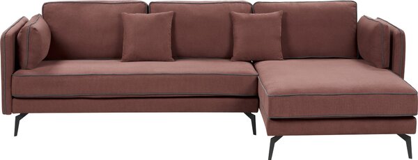 BELIANI Divano angolare in tessuto bordeaux rivestimento in metallo gambe lato sinistro schienale regolabile cuscini extra design moderno