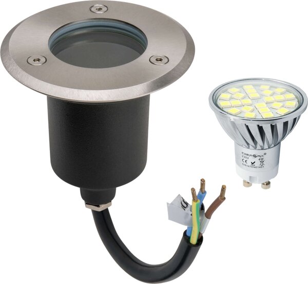 Lampada da terra a LED, faretto da terra, in acciaio inossidabile, rotonda, con lampadina LED da 4 W, luce bianco caldo, portata 2000 kg, IP67
