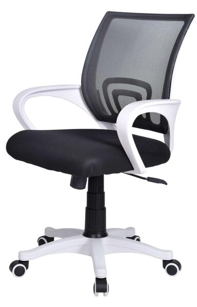 Sedia da ufficio VENTO BLACK MESH - sedia girevole ergonomica con schienale in rete traspirante, nero/bianco, regolabile in altezza