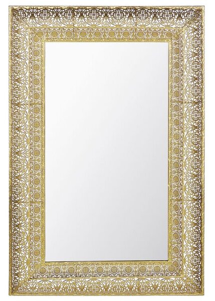 Specchio da Muro Rettangolare Cornice Dorata 60 x 95 cm Decorazione Medio Orientale Beliani