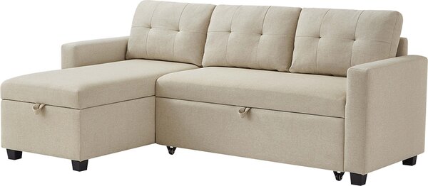 Divano a L Vitalispa Campina Beige 226 x 163 cm con funzione sonno, Model 49806