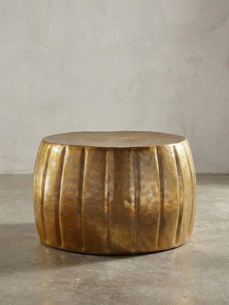 Tavolino da salotto 60x36x60 cm in alluminio dorato Tavolino orientale rotondo, tavolino basso in metallo, tavolino da salotto di design moderno, tavolino da salotto piccolo