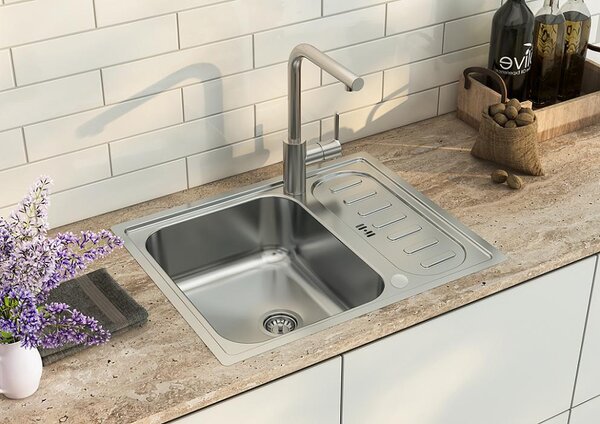Lavello da incasso in acciaio inossidabile, lavello da cucina, 61 x 50 cm, Respekta