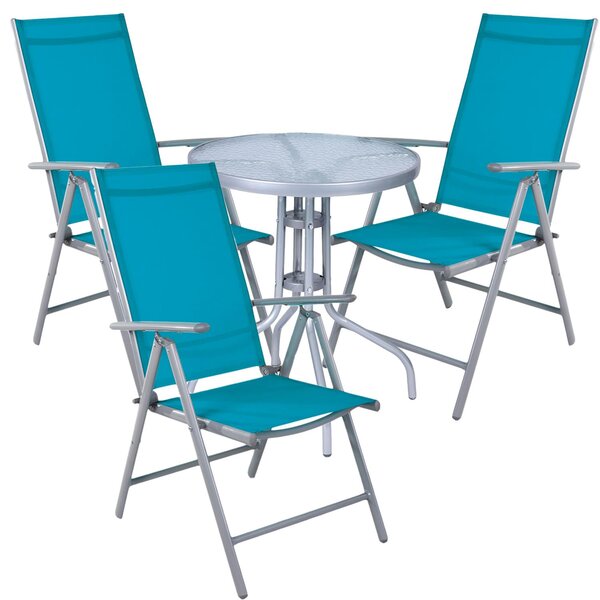 Set da bistrot, 4 pezzi, grigio argento / petrolio