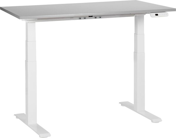 BELIANI Scrivania regolabile in altezza piano grigio con struttura in acciaio 120 x 72 cm regolazione elettrica in altezza ufficio moderno