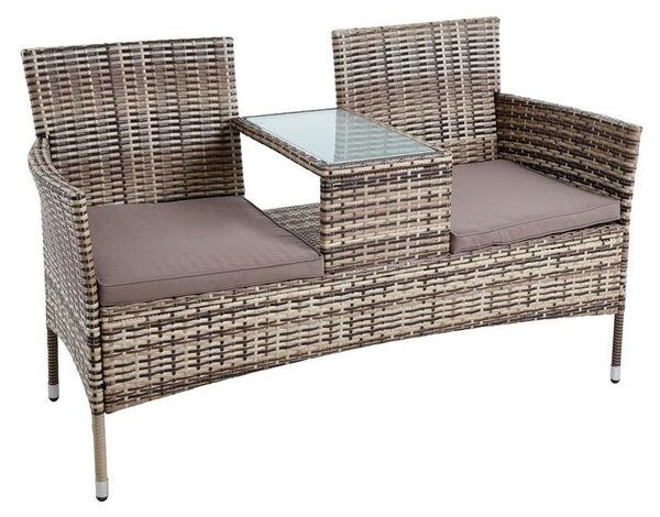 Panchina da giardino in polyrattan Panchina a 2 posti Mobili da giardino Mobili da balcone Beige-marrone