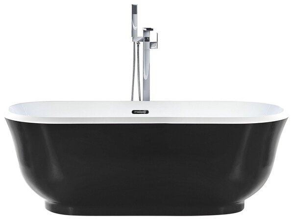 BELIANI Vasca da bagno freestanding in acrilico sanitario nero ovale 170 x 77 cm design moderno