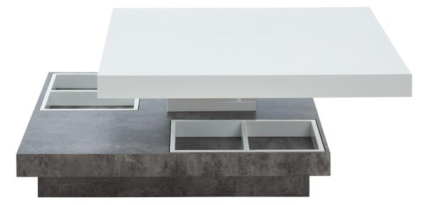 Tavolino girevole in MDF laccato Bianco e cemento - FAUSTO II