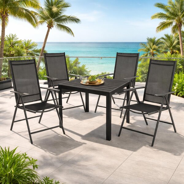 Set da giardino 5 pezzi Mobili da giardino L90xP90cm Outdoor Alluminio Schienale alto