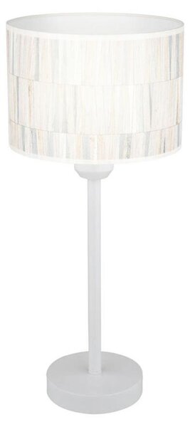 Lampada da tavolo, paralume in stile retrò, decorazione a motivi metallici, bianco e multicolore