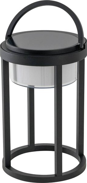 Lucande LED lampada solare da tavolo Tilena, rotonda, nera, dimmerabile